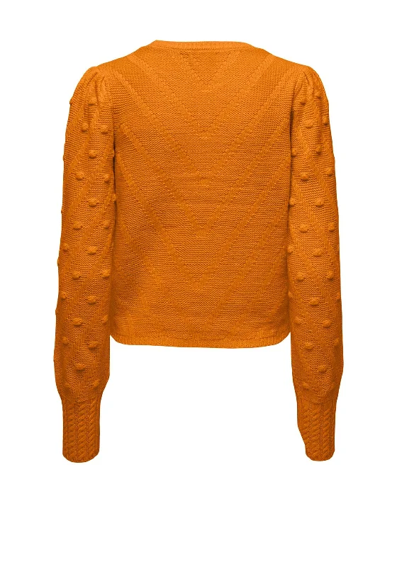 JDY Selma Structured Knit Jumper, Orange Pepper