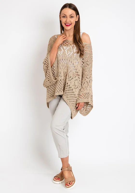 The Serafina Collection One Size Shimmer Crochet Sweater, Gold