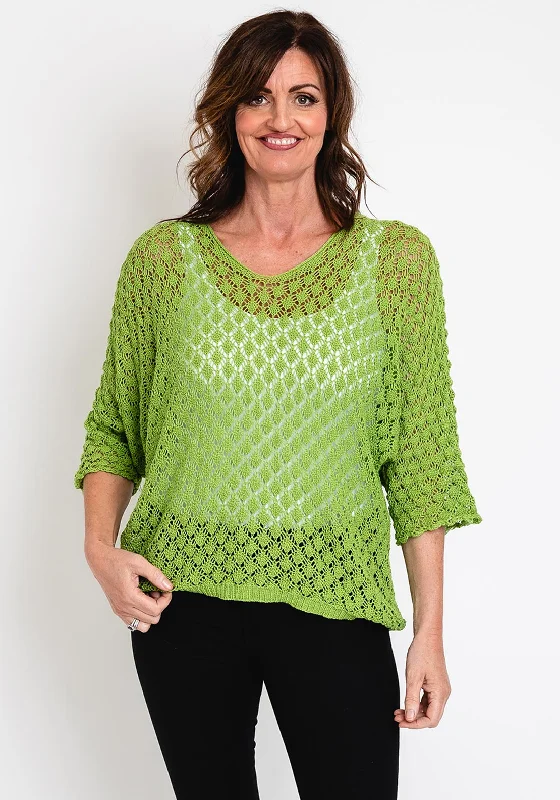 The Serafina Collection One Size Crochet Pullover, Green