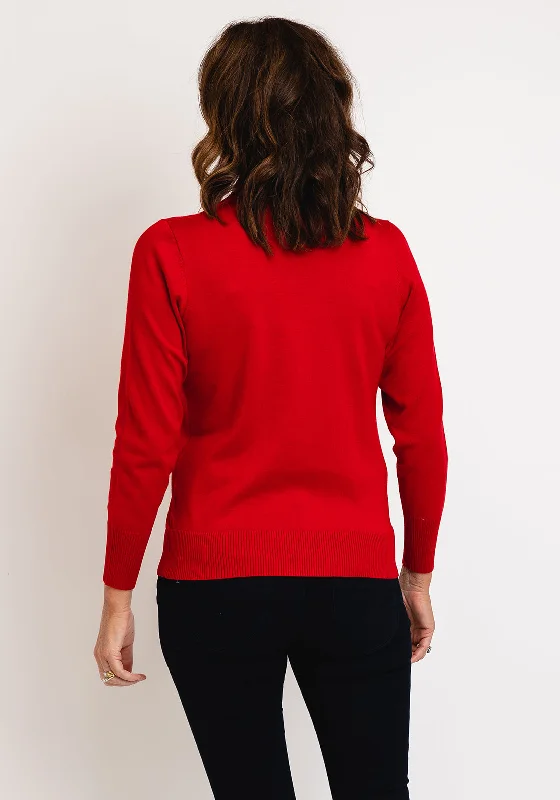 Micha Mock Neck Sweater, Red