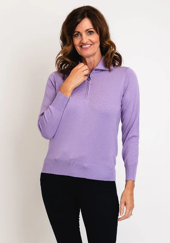 Micha Zip Funnel Neck Sweater, Lilac