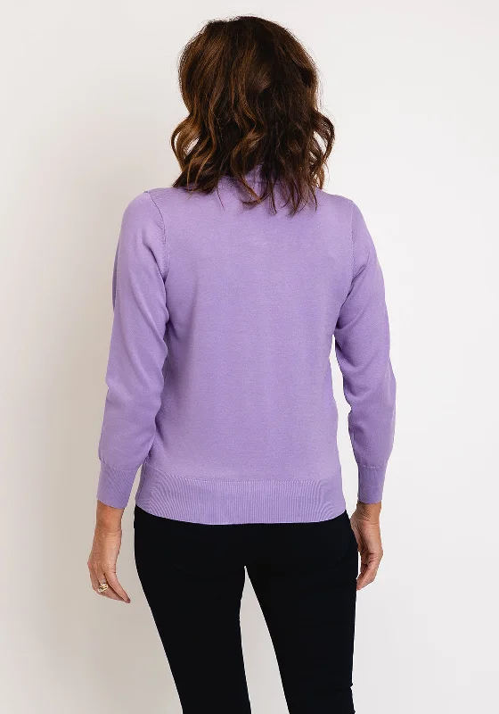 Micha Zip Funnel Neck Sweater, Lilac