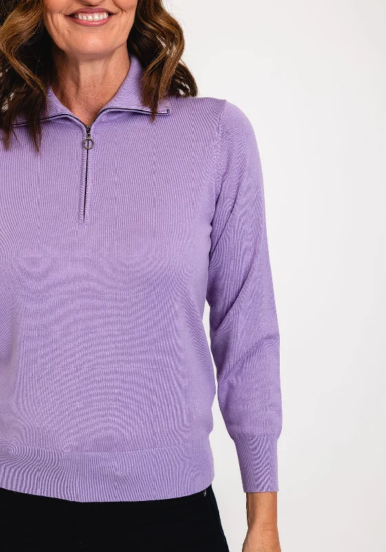 Micha Zip Funnel Neck Sweater, Lilac