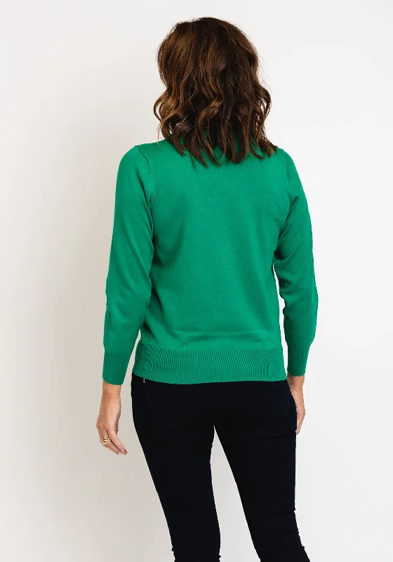 Micha Zip Funnel Neck Sweater, Green