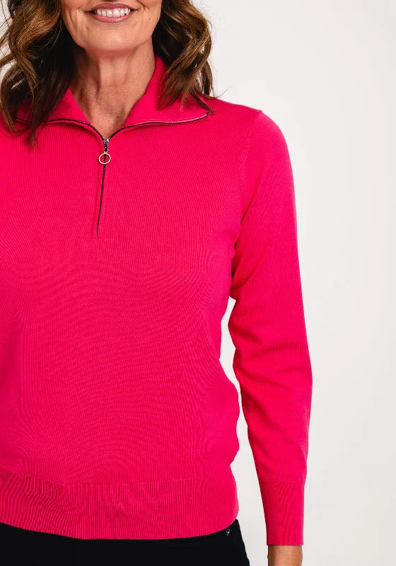 Micha Zip Funnel Neck Sweater, Pink