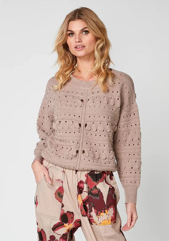 NU Denmark Rokka Cut-Out Pattern Knit Sweater, Sea Sand