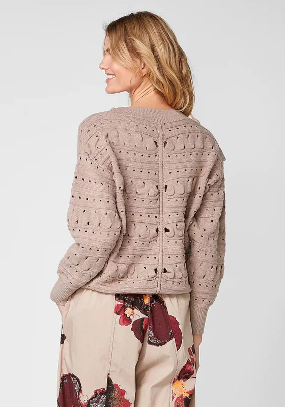 NU Denmark Rokka Cut-Out Pattern Knit Sweater, Sea Sand