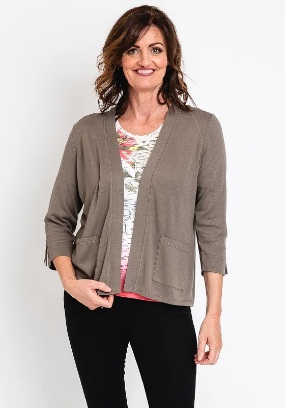 Rabe Lightweight Knit Short Cardigan, Khaki