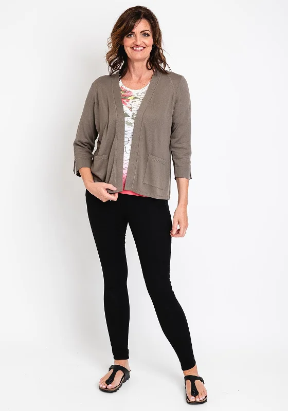 Rabe Lightweight Knit Short Cardigan, Khaki