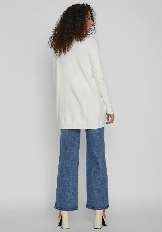 Vila Soft Knit Open Cardigan, White Alyssum