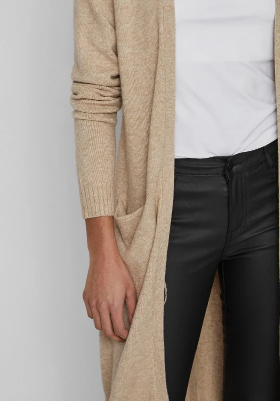 Vila Long Knit Cardigan, Natural Melange