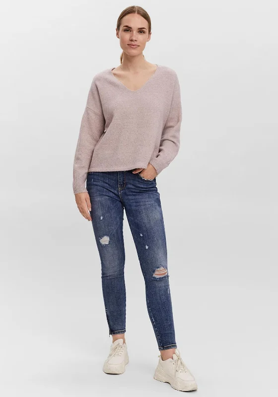 Vero Moda Doffy V-Neck Fine Knit Sweater, Woodrose