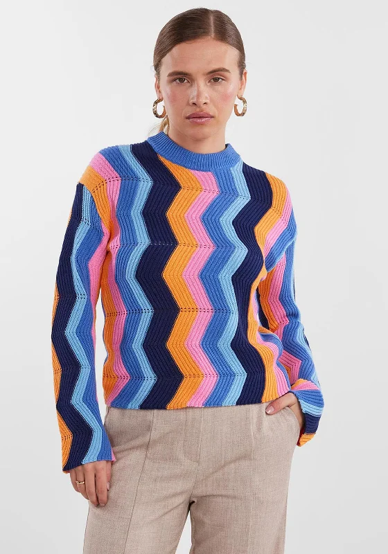 Y.A.S Zig Zag Knit Pullover Sweater, Amparo Blue.