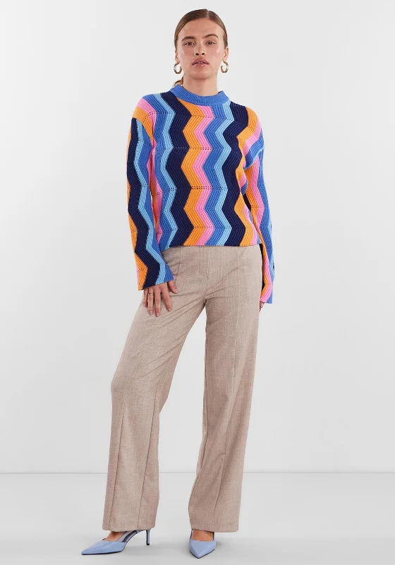 Y.A.S Zig Zag Knit Pullover Sweater, Amparo Blue.