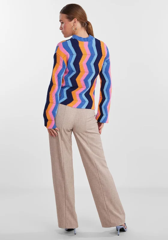 Y.A.S Zig Zag Knit Pullover Sweater, Amparo Blue.