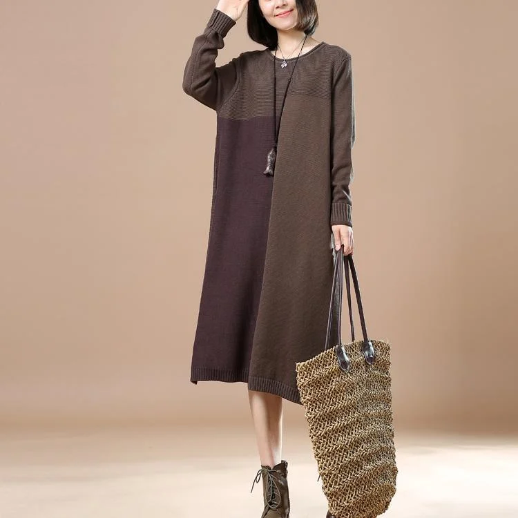 Khaki woman plus size sweaters knit dresses