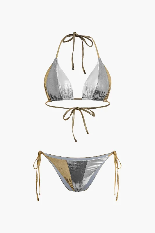 Glimmering Metallic Bikini Set