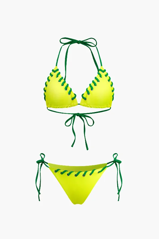 Lace-Up String Bikini Set