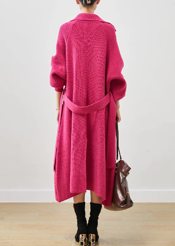 Modern Rose Oversized Pockets Knit Coat Outwear Spring