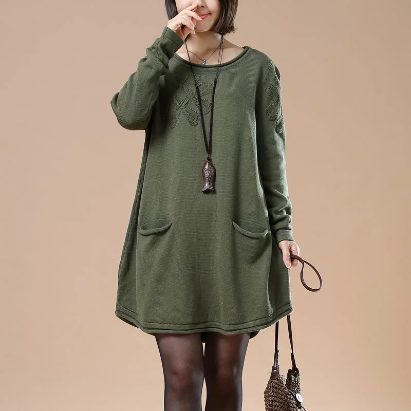 Tea green woman sweaters plus size knit dress