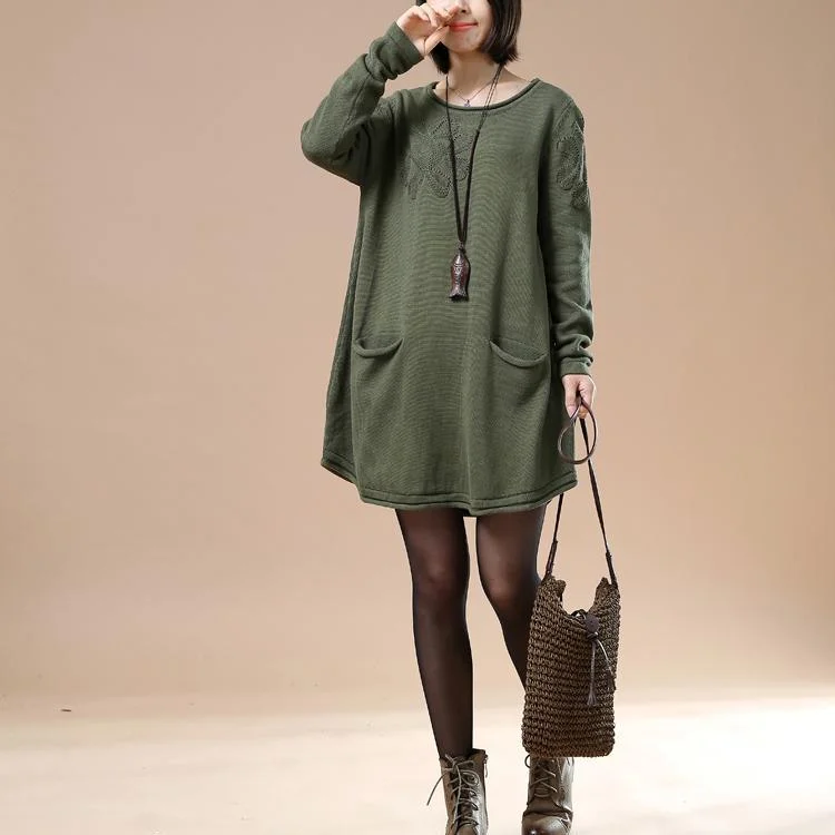 Tea green woman sweaters plus size knit dress