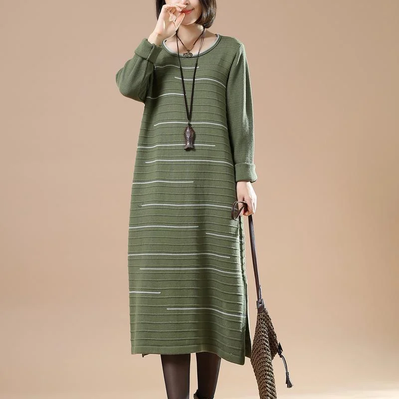 Vintage green sweater dresses knit maxi dress people coming and going