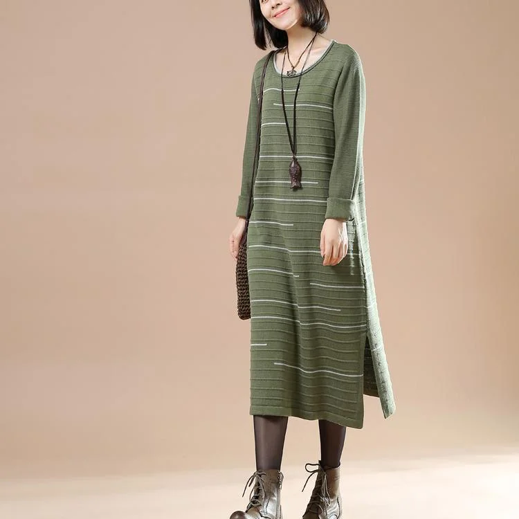 Vintage green sweater dresses knit maxi dress people coming and going