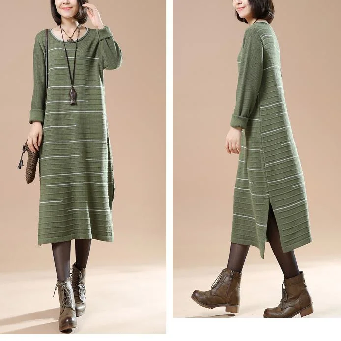 Vintage green sweater dresses knit maxi dress people coming and going