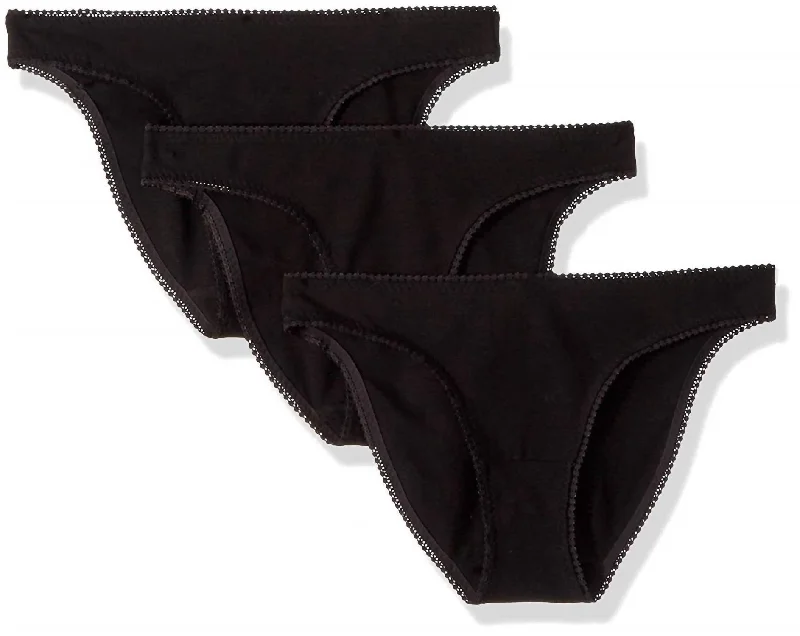 Women's Cabana Cotton Bikini Panty - 3 Pack In Black