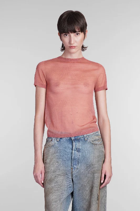 T-Shirt in rose-pink wool