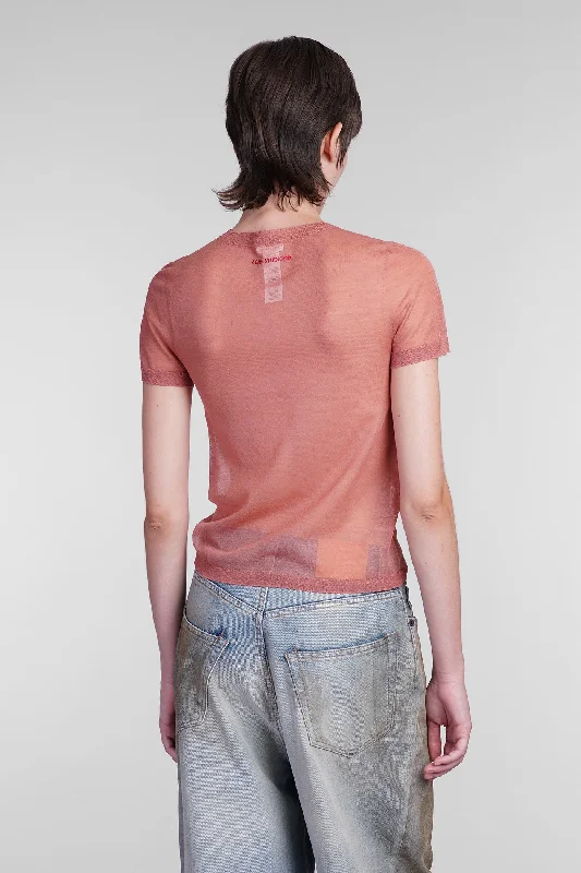 T-Shirt in rose-pink wool