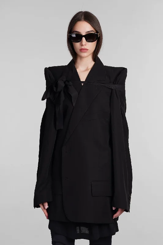 Blazer in black wool and polyester