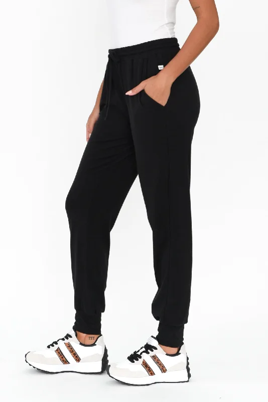 Black Cotton Everyday Tie Pants