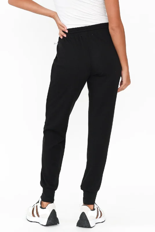 Black Cotton Everyday Tie Pants