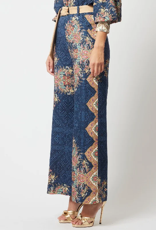 Imperial Linen Viscose Pant in Oriental Print