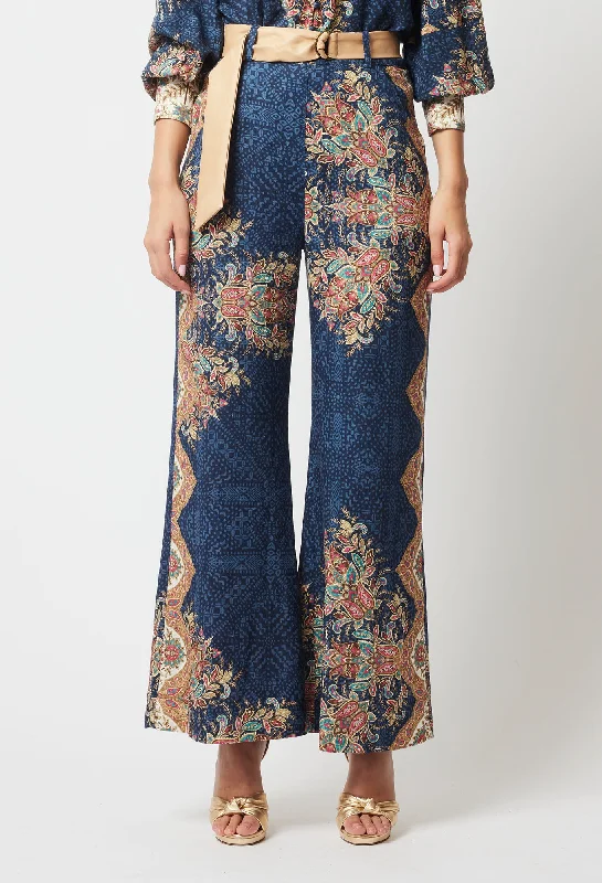 Imperial Linen Viscose Pant in Oriental Print