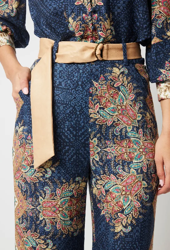 Imperial Linen Viscose Pant in Oriental Print