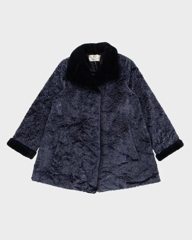 Blue Faux Fur Jacket - M