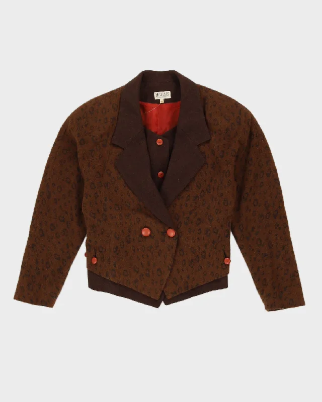 Brown Patterned Layered Blazer Jacket - S