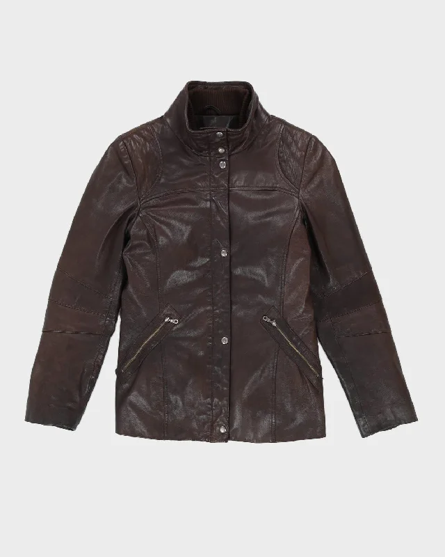 Danier Brown Leather Zip Jacket - S