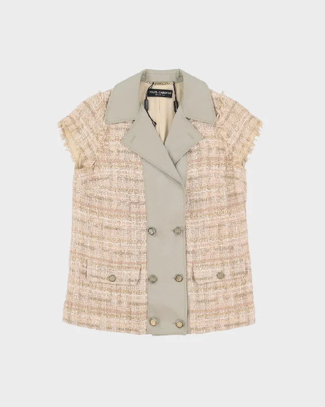 Dolce & Gabbana Beige Short Sleeve Blazer Jacket - S