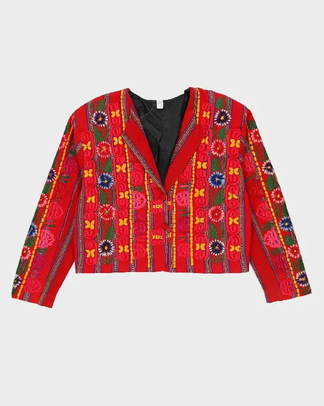 Guatemalan Red Embroidered Jacket - XL