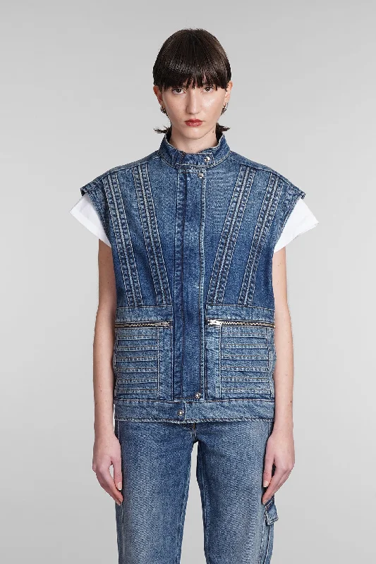 Odilae Denim Jackets in blue cotton