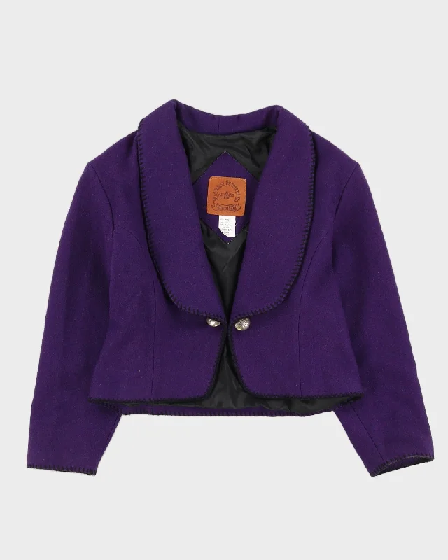 Purple Wool Cropped Jacket - L