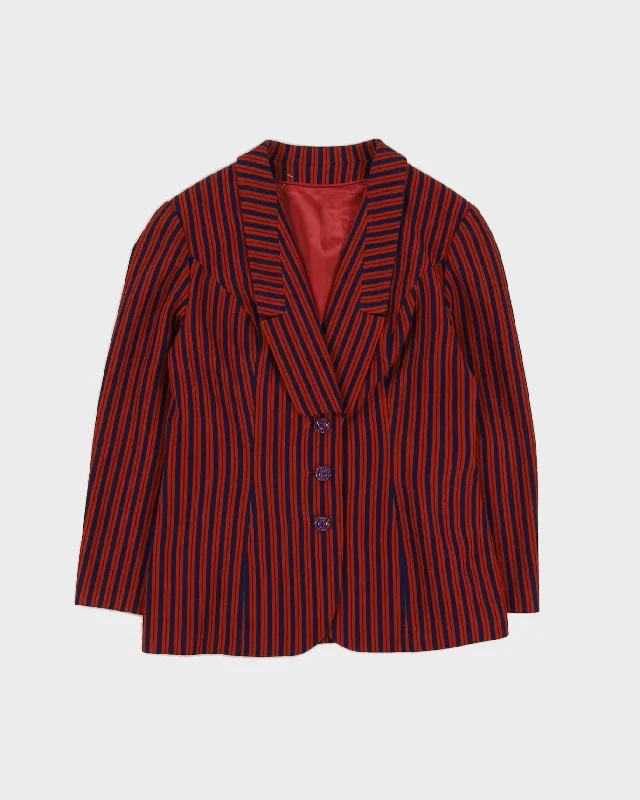 Vintage 1970s Blue Striped Jacket - S