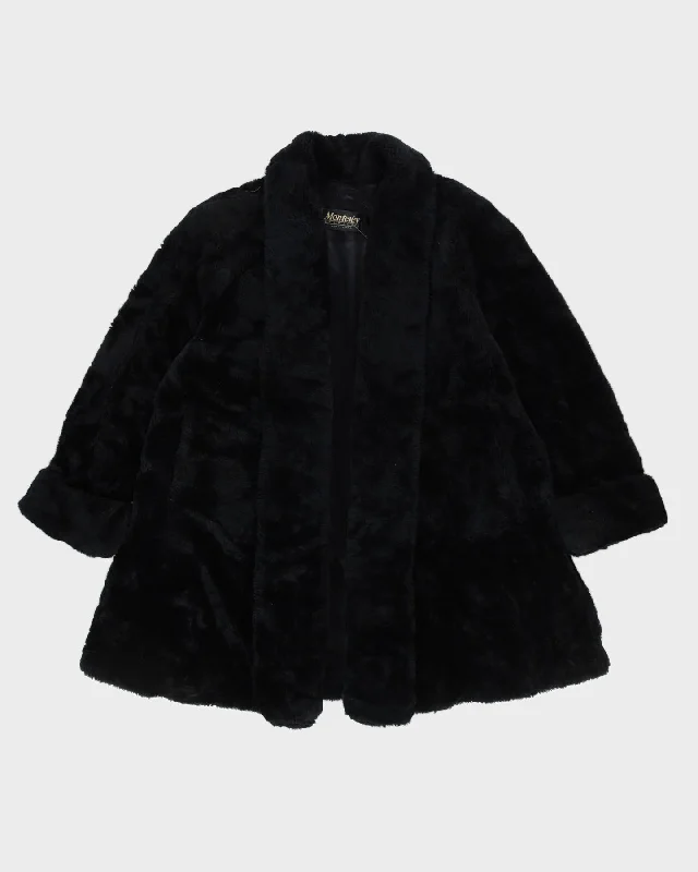 Y2K Black Faux Fur Jacket - L