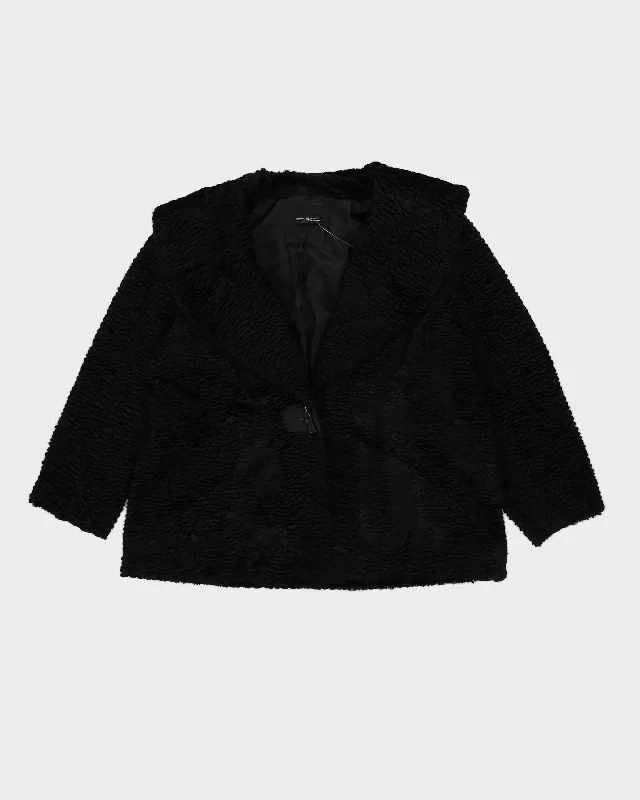 Y2K Black Faux Fur Jacket - L