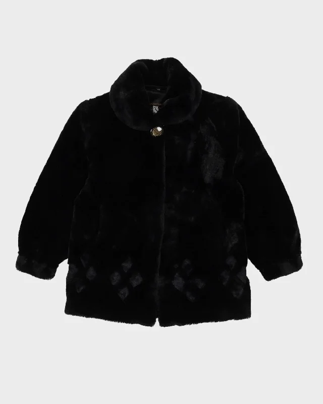 Y2K Black Faux Fur Jacket - M