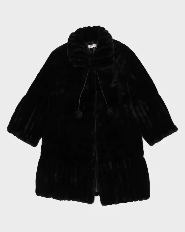 Y2K Black Faux Fur Jacket - M