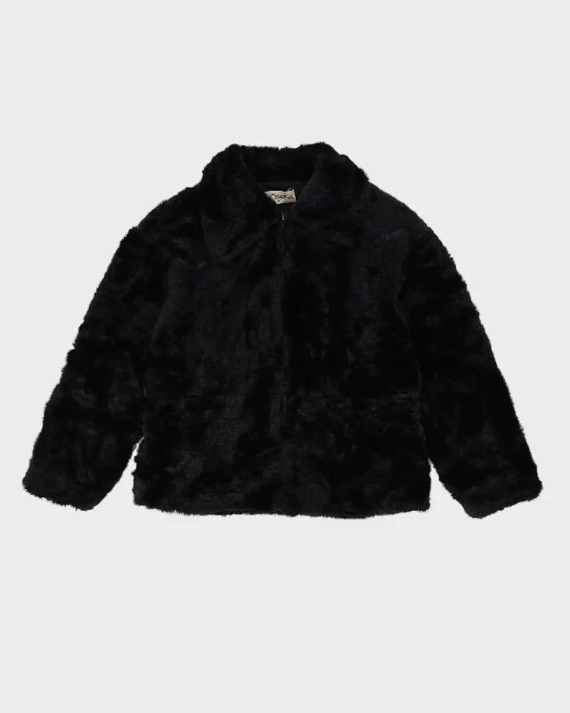 Y2K Black Faux Fur Jacket - S